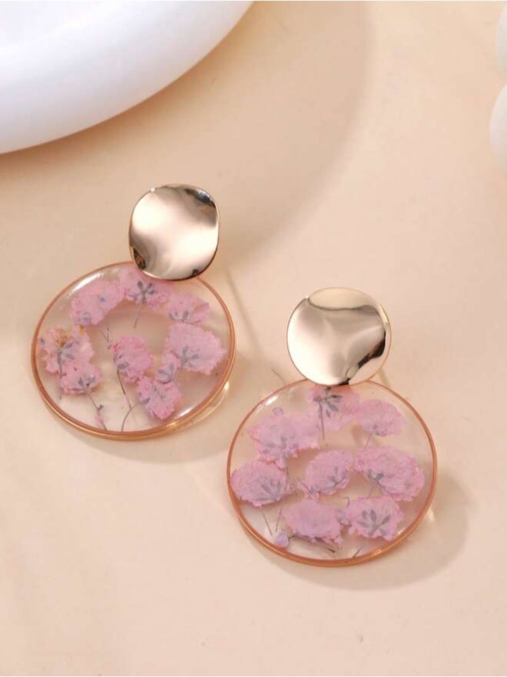 Natural Preserved pink Flowers Earrings